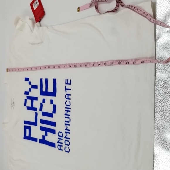 True Religion 'play nice and communicate' white blue letter graphic tee large - Picture 8 of 10